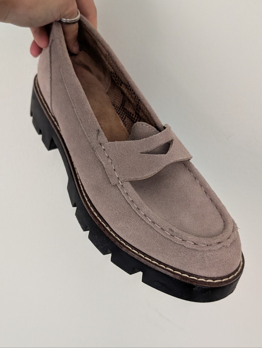 House of Harlow 1960 "Gunner" Suede Lug Sole Penny Loafer